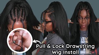 NEW Cap! PULL n LOCK Drawstring Yaki Straight Wig ALL Head Types Flat Twists Style BeautyForeverHair