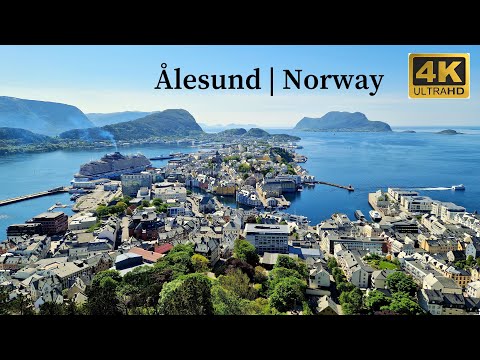 Ålesund, Norway 4K Walking Tour June 2023 - City of Art Nouveau