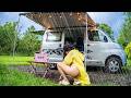 Rainstorm In Mountains Camping Van Adventure ASMR Satisfying 4K