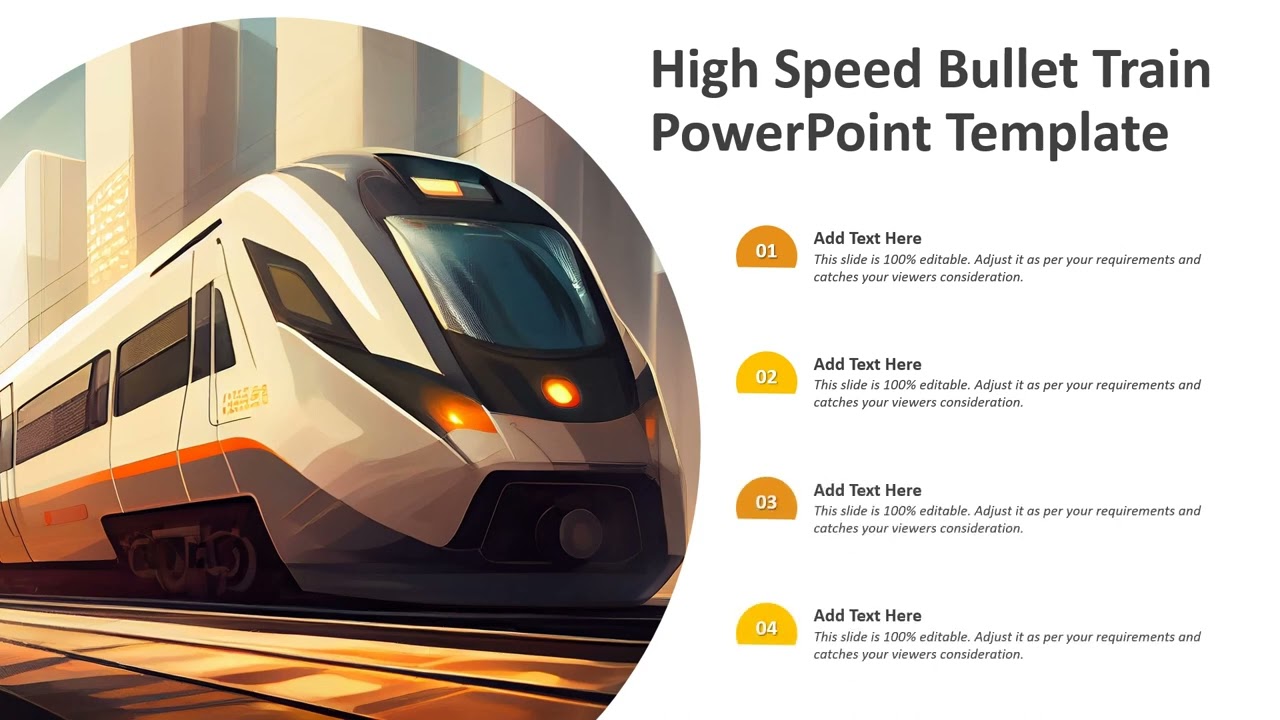 High Speed Bullet Train PowerPoint Template | Kridha Graphics