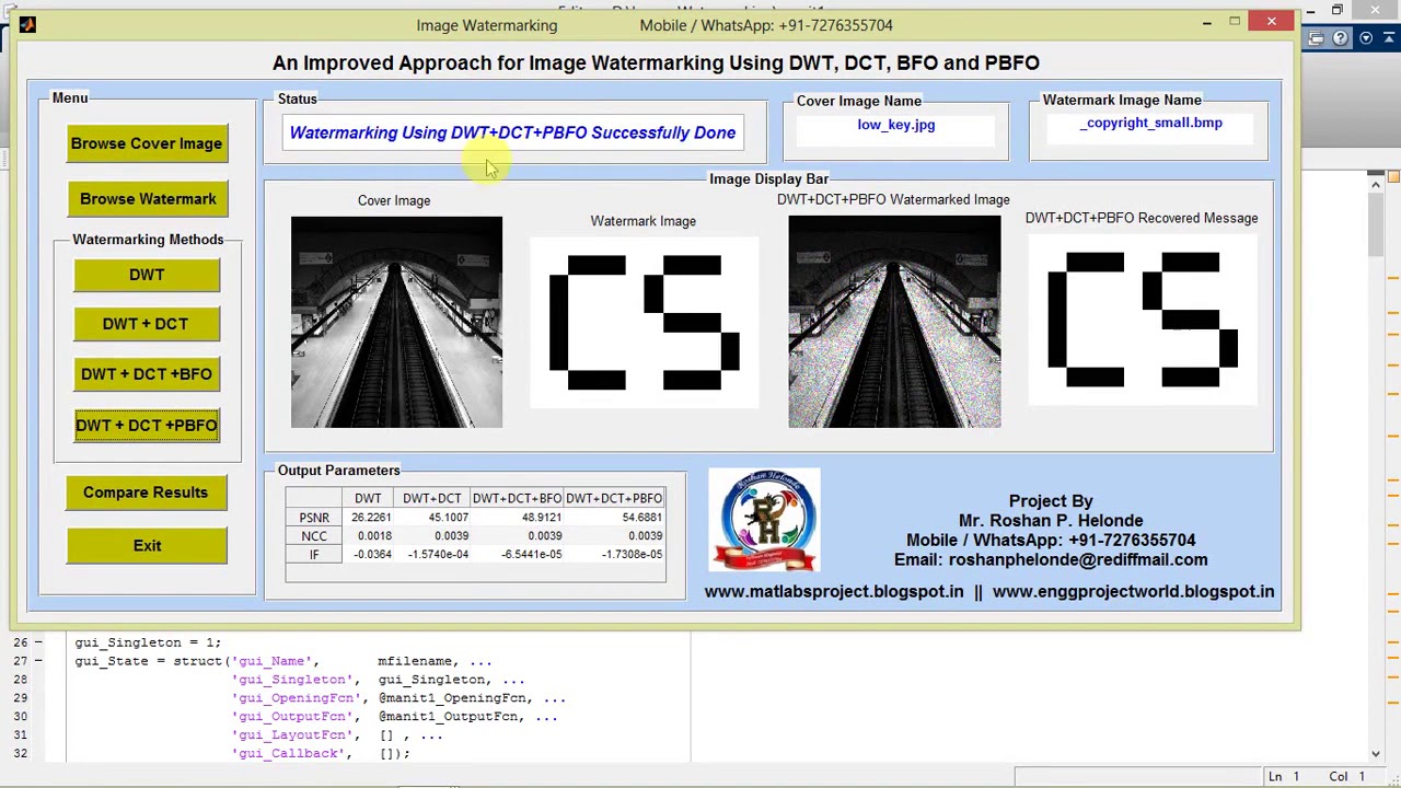 Image Watermarking using DWT DCT Matlab Project Source Code