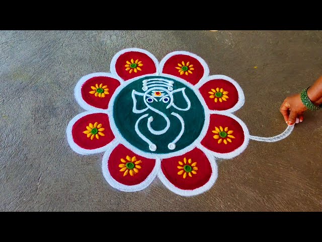 Ganesh chathurthi special kolam design by easy rangoli - video 2