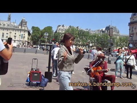Busking in Paris - ‘Cut the Plastic Out’ filmed by Juanito Guanabacoa