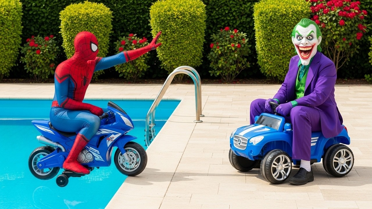 😈🚔 JOKER Monster Truck vs Police 🕷️ Spiderman! 💥 Hulk & ❄️ Elsa IRL