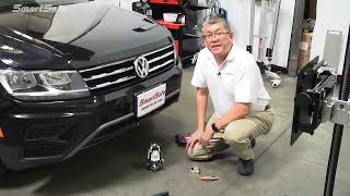 ACC Radar Sensor calibration on a 2020 VW Tiguan using the SmartSafe 3-in-1 calibration frame.