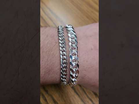 14k White Gold vs 925 Silver Miami Cuban Links! 6mm White Gold vs 8.5mm Silver #shorts #gold #silver