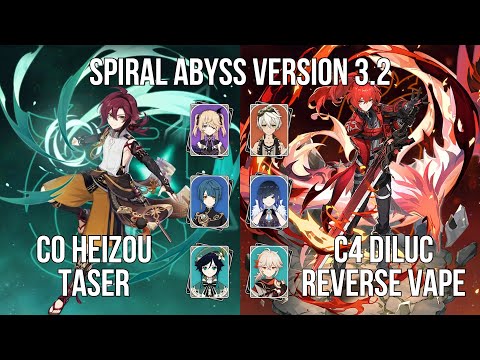 C0 Heizou Taser - C4 Diluc Reverse Vaporize | 3.2 Spiral Abyss Floor 12 | Genshin Impact