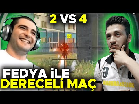 AMZ FEDYA İLE 2 VS 4  2-YOUTUBER EYNİ MAÇDA!! DERECELİ OYNADIQ!! FREE FİRE