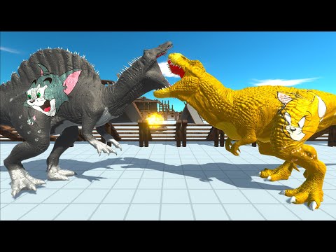 JERRY T-REX vs SUPERMAN T-REX vs TOM SPINOSAURUS DEATH RUN -   Animal Revolt Battle Simulator