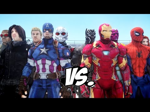 Team Captain America vs Team Iron Man - Civil War Battle
