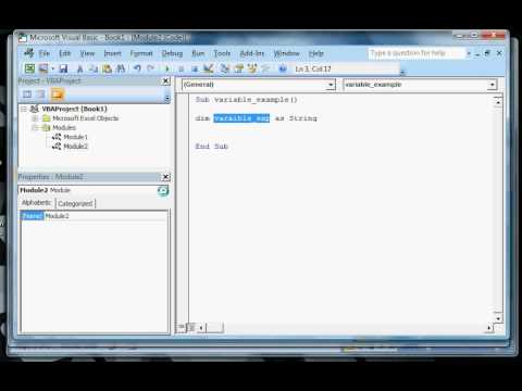 variables in excel VBA