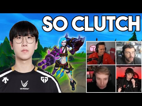 LoL Streamers REACT to Ruler Clutching Game 5 against T1