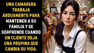 Una camarera trabaja duro para su familia y un cliente deja una propina que le cambia la vida