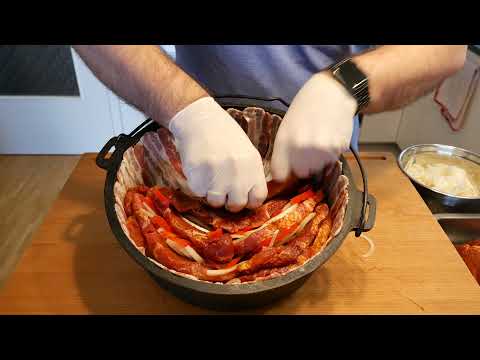 Schichtfleisch, Stacked Or Layered Meat in the Dutch Oven - Toby's BBQ Corner