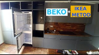 Beko BCNA275E4SN built-in Fridge Freezer IKEA METOD kitchen cabinet integrateion step-by-step guide.