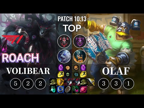 T1 Roach Volibear vs Olaf Top - KR Patch 10.13
