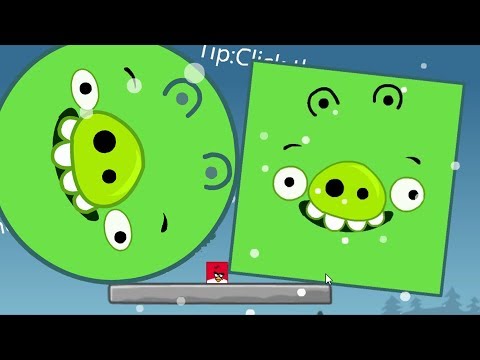 Angry Birds Kick Out Green Pigs - SMALLEST SQUARE BIRDS KICK HUGE ROUND AND SQUARE PIGGIES!