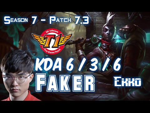 SKT T1 Faker EKKO vs SYNDRA Mid - Patch 7.3 KR Ranked