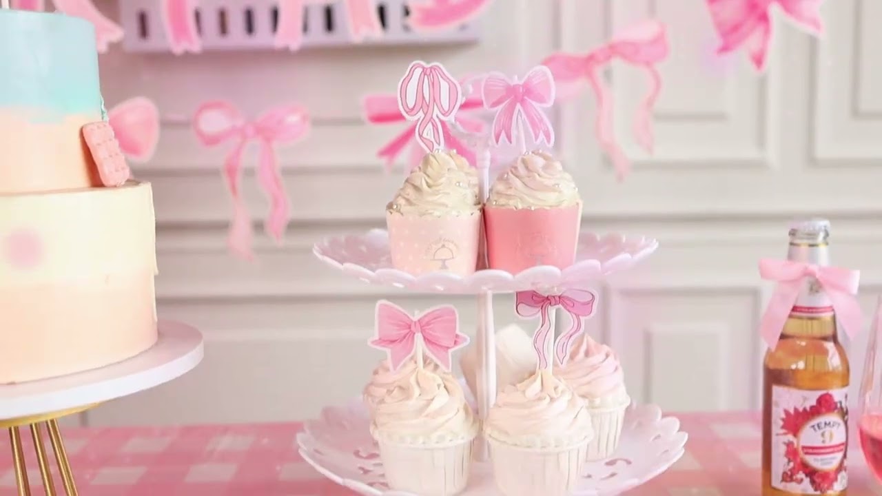 Pink Bow-Themed Birthday Decoration Set | Wholesale Party Supplies