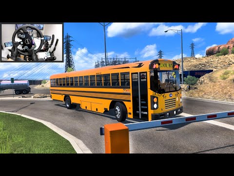 Legendary Blue Bird American School Bus - American Truck Simulator - Moza R9 Setup