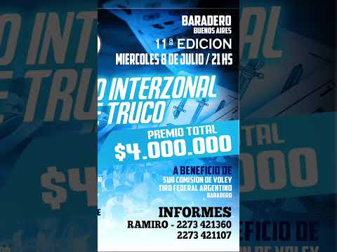Miércoles 08/07/26. 21 hs. Baradero, Prov. de Bs. As. #locosxeltruco #truco #torneotruco