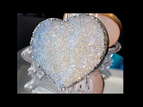 #1536 Incredible Iridescent Resin 'Druzy Crystal' Heart Cluster