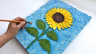 Textured Sunflower Painting 🌻 | Using Palette Knife Technique With Texture Paste  By Vanoushe Art