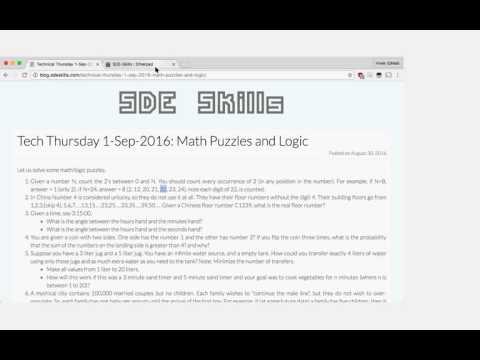 Weekly Technical Thursday Session (2016-09-01)