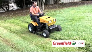 FastCut DELUXE ride on Greenfield mower in action
