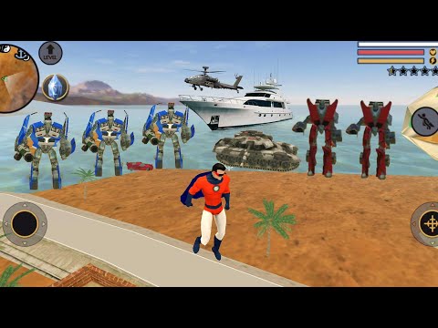 Vegas Crime Simulator (Real SuperHero Fight Machine Robot) Robot Car Den On the beach - Gameplay HD