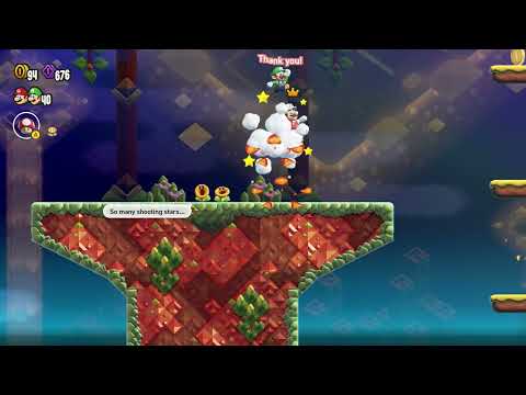 Super Mario Wonder - The Sugarstar Trial Across the Night Sky Shining Falls World 3