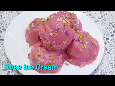 Rose ice cream Recipe | Rose milk ice cream | Rose with milk bread ice cream