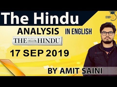English 17 September 2019 - The Hindu Editorial News Paper Analysis [UPSC/SSC/IBPS] Current Affairs