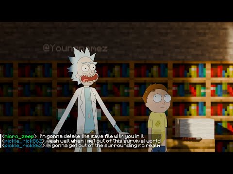 Rick and Morty have a Cave Fight in Minecraft