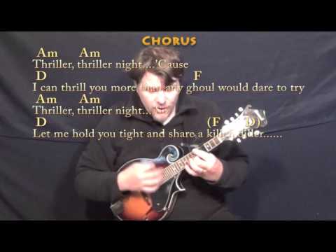 Thriller (Michael Jackson) Mandolin Cover Lesson with Chords/Lyrics - Capo 4th