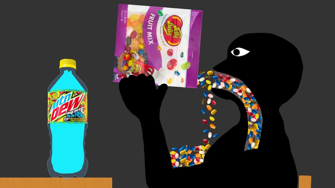 【Algodoo】Eating Jelly Bellys｜ジェリーベリーを食べる