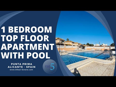 €125.000 - BEAUTIFUL SOUTH-FACING, TOP-FLOOR ONE-BEDROOM APARTMENT WITH COMMUNAL POOL IN PUNTA PRIMA