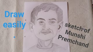Draw easy #sketch #portrait of #Munshi #Premchand 