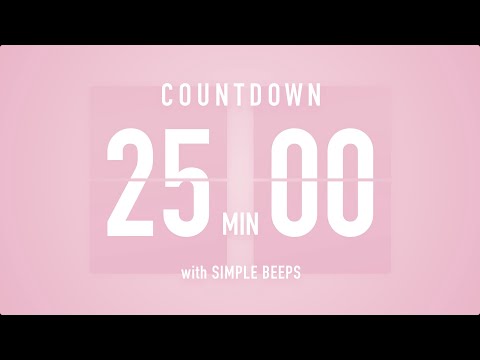 25 Min Countdown Flip Clock Timer / Simple Beeps 🌸🔔