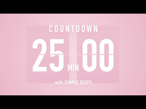 25 Minute Countdown Timer 🌸 Flip Clock with Simple Beeps 🔔
