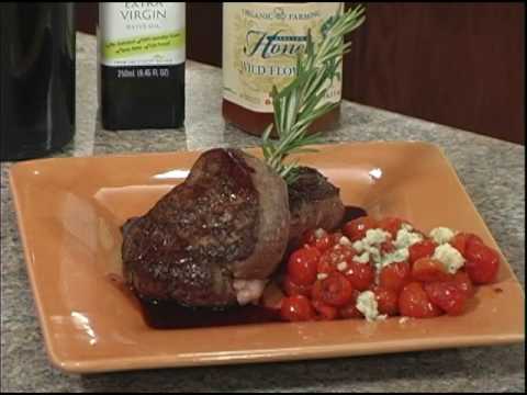 Rosemary Pepper Crusted Tenderloin Steaks with Honey Shiraz Glaze