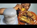 big bite mukbang ( pounded fufu  with groundnut or peanut butter soup) African food