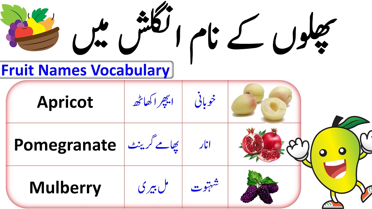 Fruits Vocabulary In English And Urdu/Hindi | Fruits Vocabulary With Pictures | Angrezify