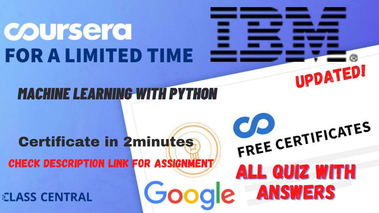 Machine Learning with Python, All Quiz Answers.#coursera #quizanswers #digitalmarketing