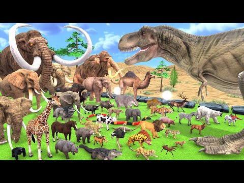 The Ultimate Battle 44 Wild Animals vs T-rex Dinosaur Death Run Animal Revolt Battle Simulator