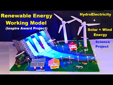 renewable energy working model (hydroelectricity - wind - solar energy) science project | howtofunda
