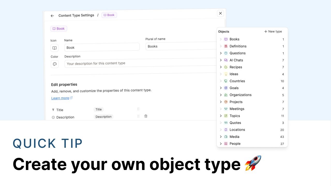 Create your own object type in Capacities