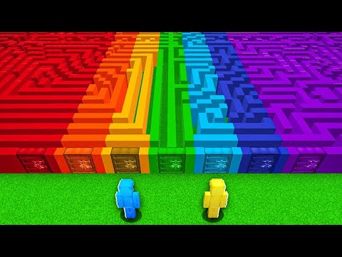 Llama - NOOB vs PRO: INFINITY RAINBOW MAZE BUILD CHALLENGE In Minecraft!