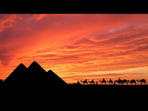 Camel Drivers at Sunset with Arabian Music for Relaxation and Stress Relief