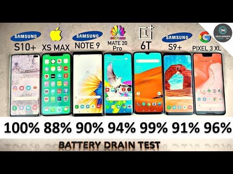Galaxy S10 Plus vs iPhone XS MAX vs Note 9 vs S9+ vs MATE 20 Pro vs OnePlus 6T - Battery Drain Test